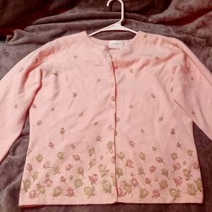 Liz Claiborne Button Up Floral Sweater